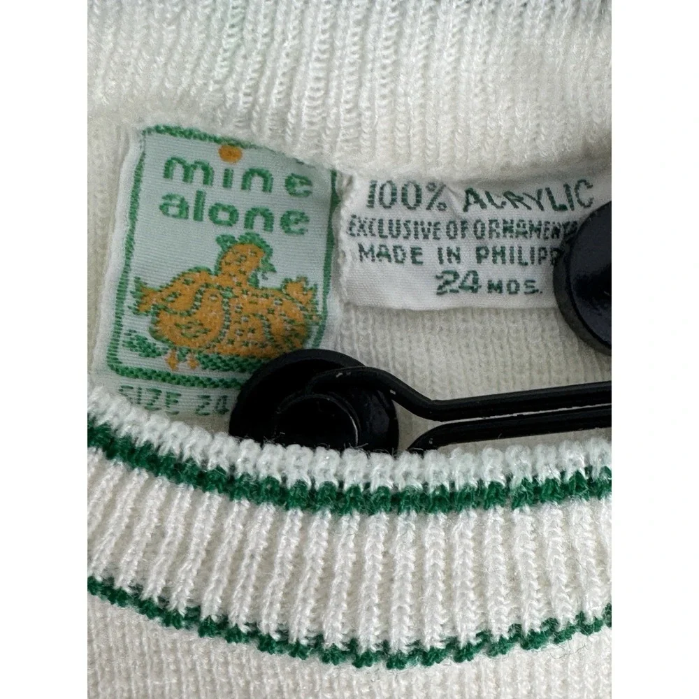 Vintage Mine Alone Knit Baby Jumpsuit Train Acrylic Green 2pc Holiday Overalls‎